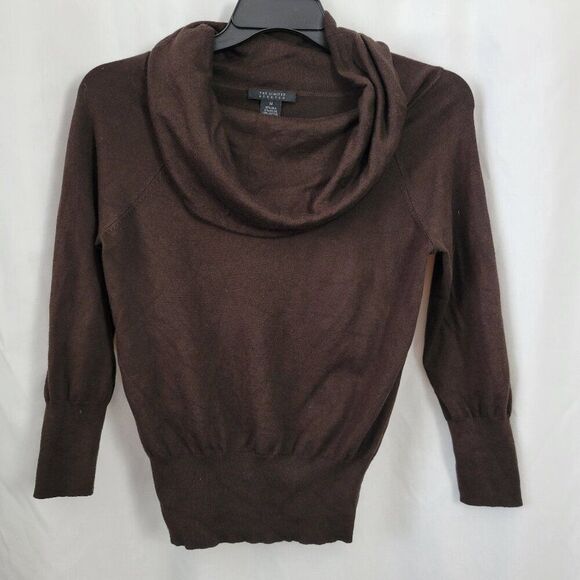 The Limited Stretch Medium Brown Cowl Neck Sweater Cashmere Silk Nylon Blend - Picture 1 of 6